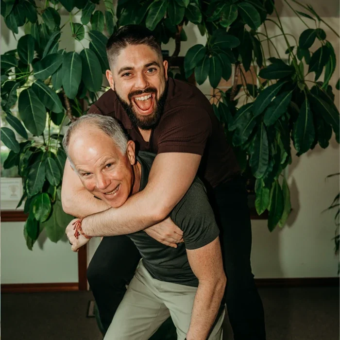 Portrait-style composite image showing two individuals